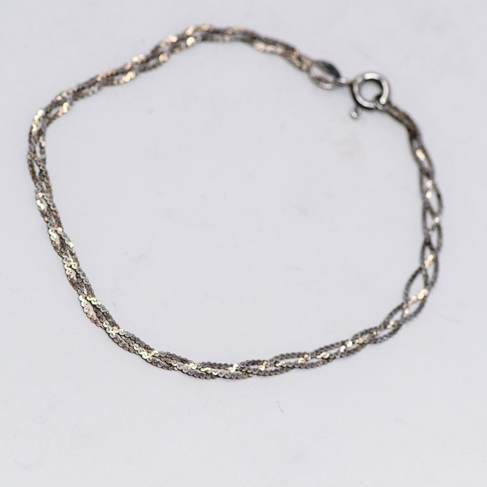 Bracelet Sterling Silver 925 Italy Twist braided Chain 7" marked M